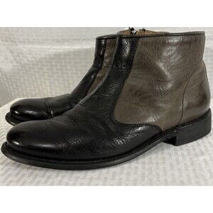 JD Fisk Distressed Black Grey Leather Ankle Boots Mens 9